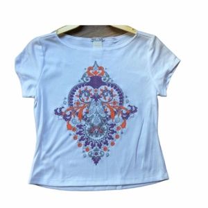 Tiff Tiff Medium M 10/12 10 12 Girls White Short Sleeve Top Shirt NWT NEW